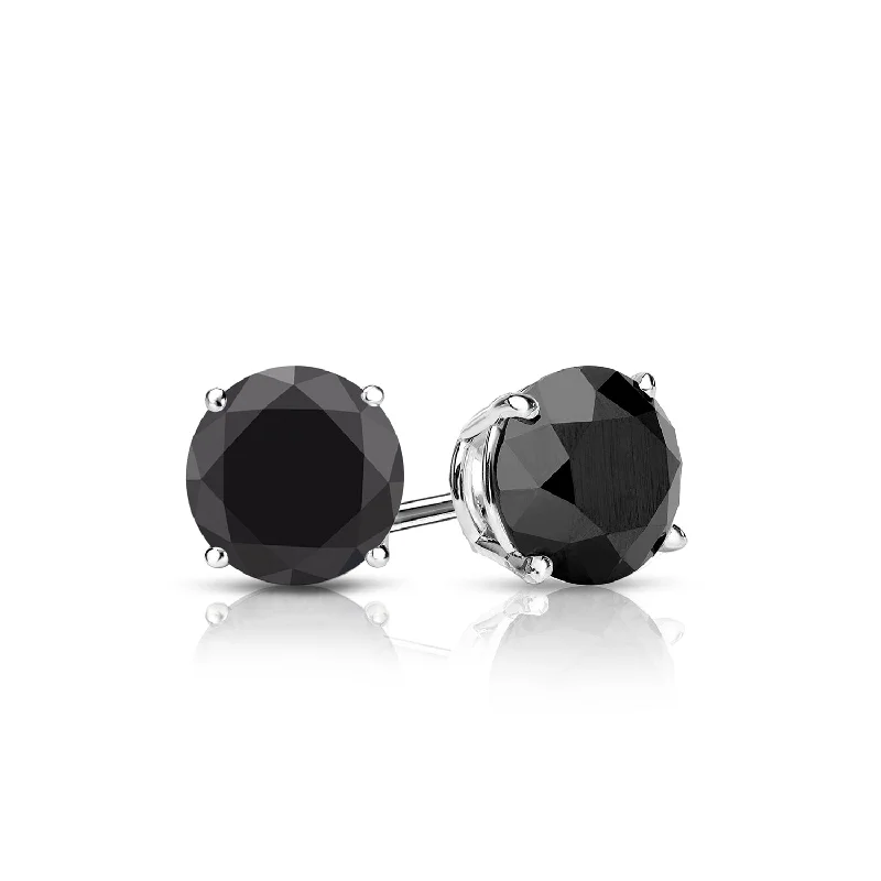 1.43 Cttw. White Gold Black Diamond Solitaire Earrings