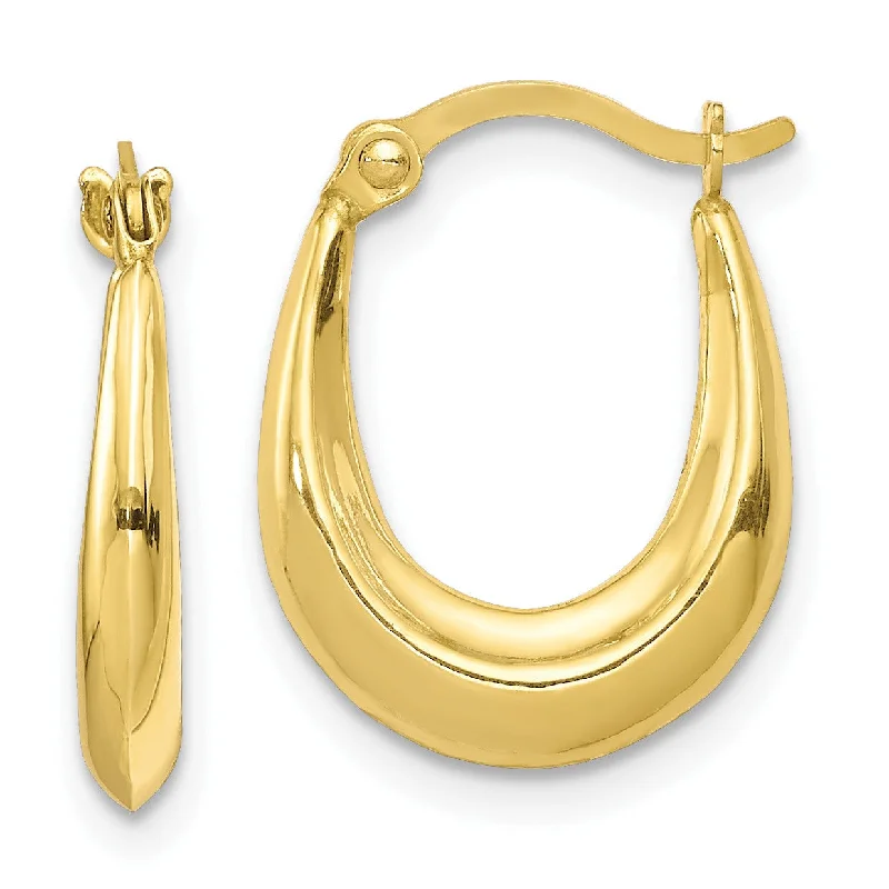 10KT Yellow Gold 15X12MM Hoop Earrings