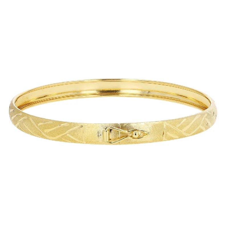 10KT Yellow Gold 7-inch 6MM Diamond-cut Bangle Bracelet