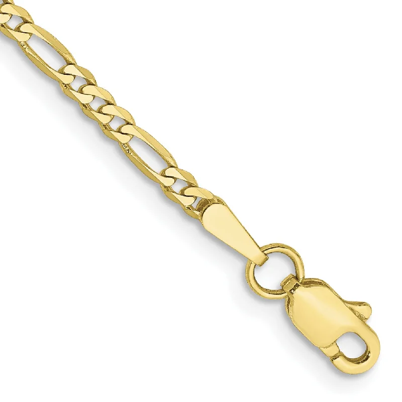 10KT Yellow Gold 8-inch 2.2MM Lobster Clasp Figaro Bracelet