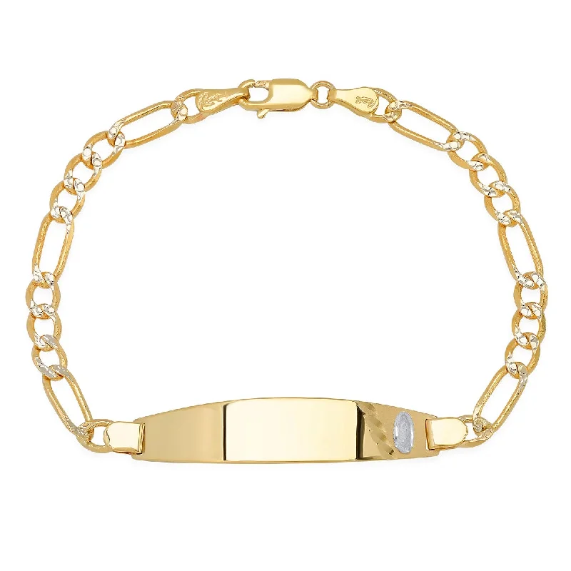 14KT Gold 7-inch ID Bracelet with Guadalupe Engraving