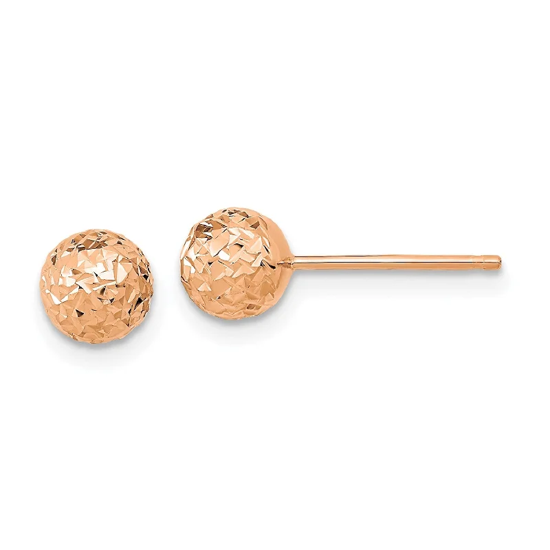 14KT Rose Gold 6MM Diamond-cut Ball Stud Earrings