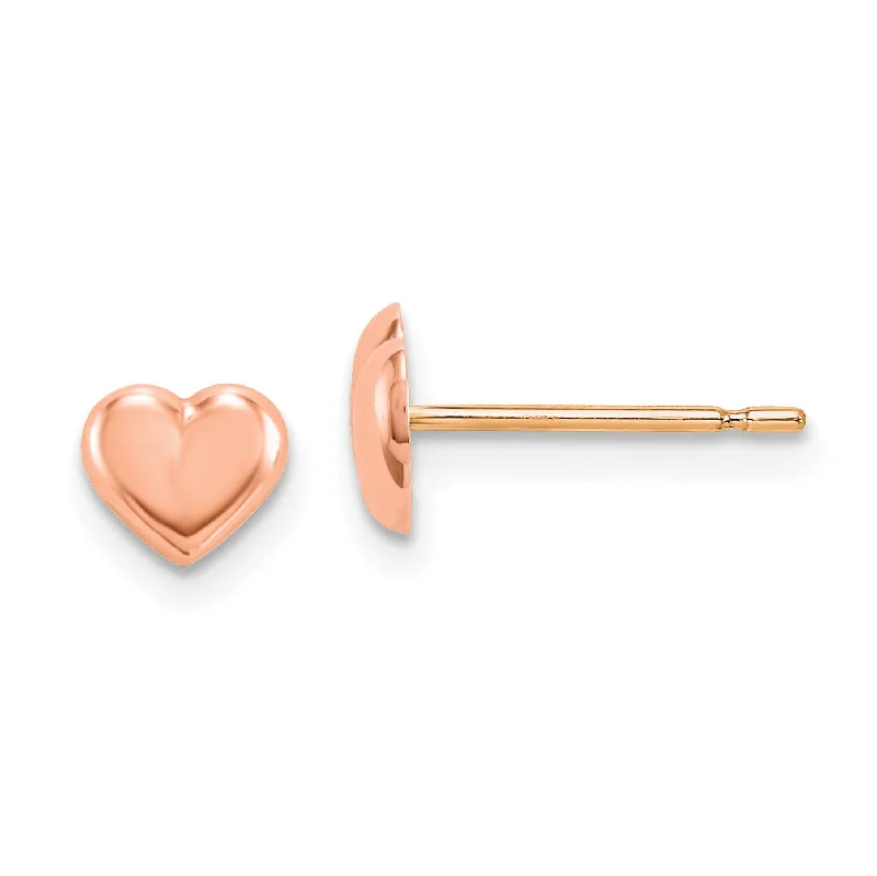 14KT Rose Gold 6X7MM Heart Stud Earrings