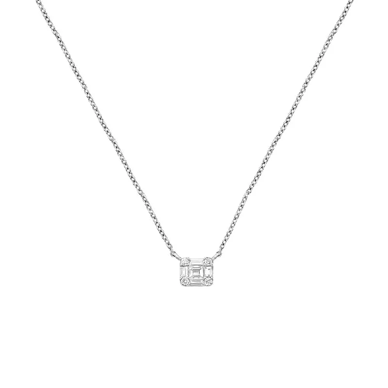 18 Karat White Gold Illusion cut Diamond necklace