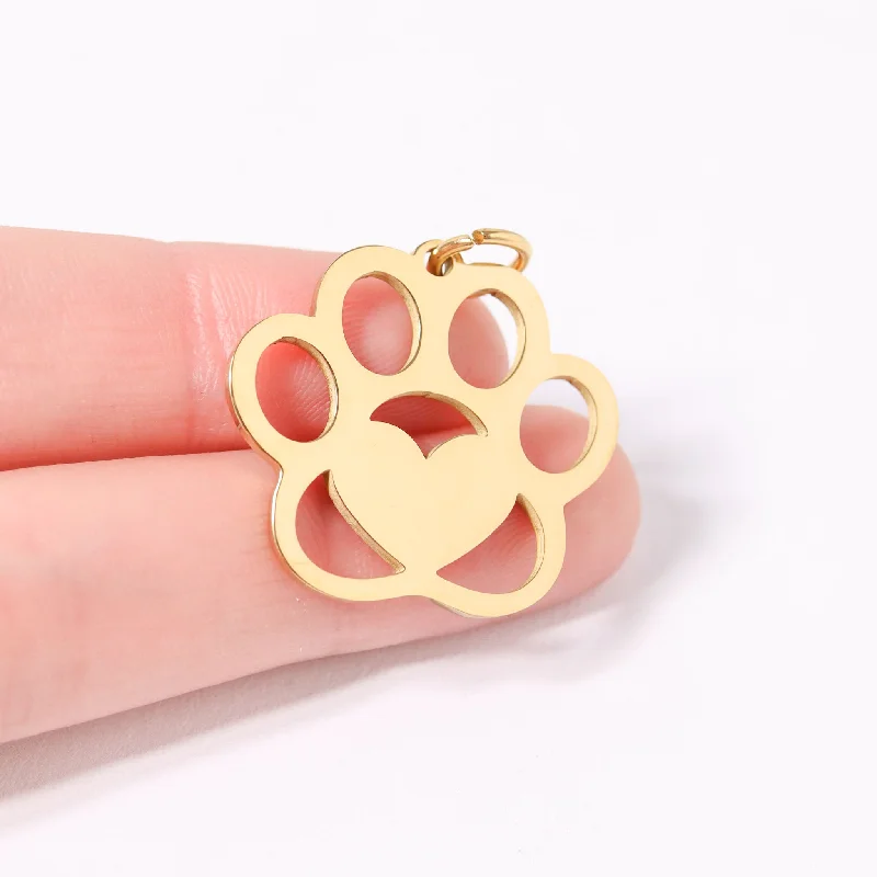 18K Gold PVD Stainless Steel Blank Paw Print Pet Tag / PDL0140