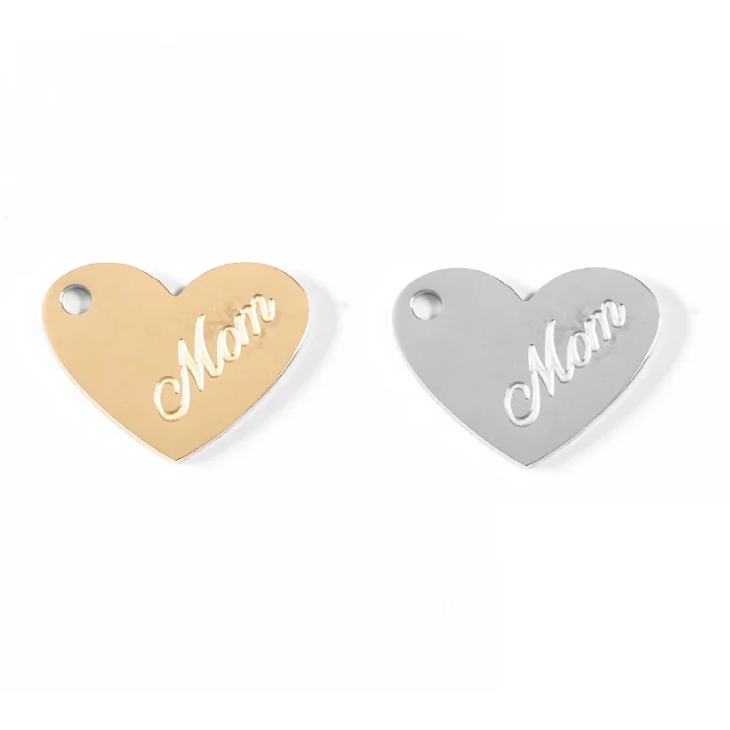 18K Gold PVD Stainless Steel Mom Heart Charm / PDL0037