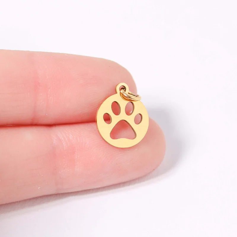 18K Gold PVD Stainless Steel Paw Print Charm / PDL0138