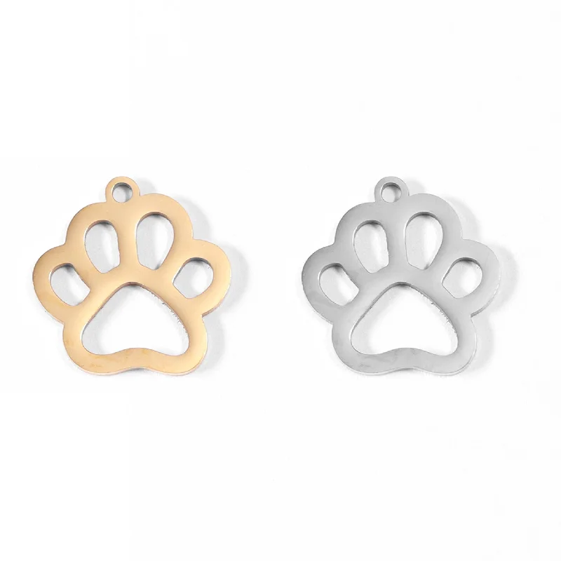 18K Gold PVD Stainless Steel Paw Print Charm / PDL0031