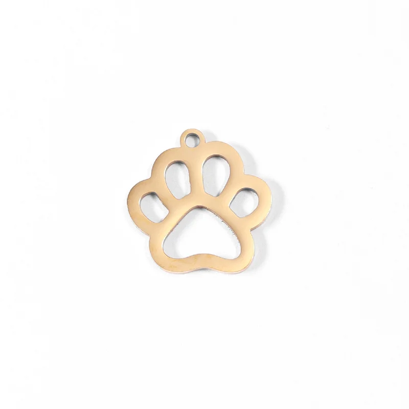 18K Gold PVD Stainless Steel Paw Print Charm / PDL0031