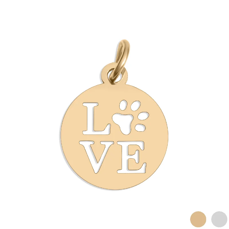 18K Gold PVD Stainless Steel Paw Print Love Charm / PDL0136