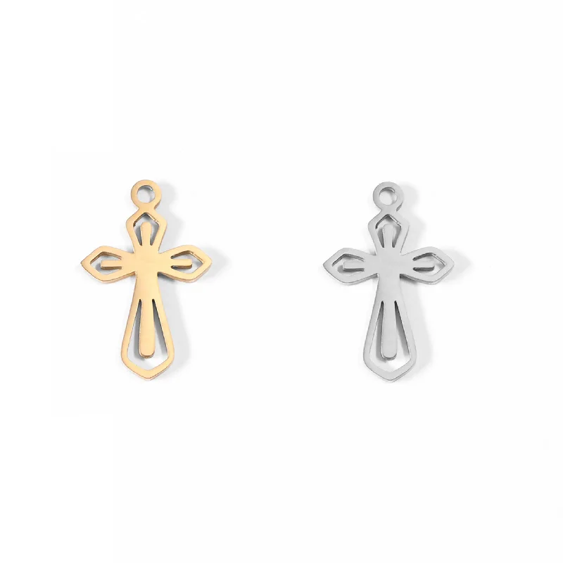 18K Gold PVD Stainless Steel Pointed Cross Charm / PDL0047