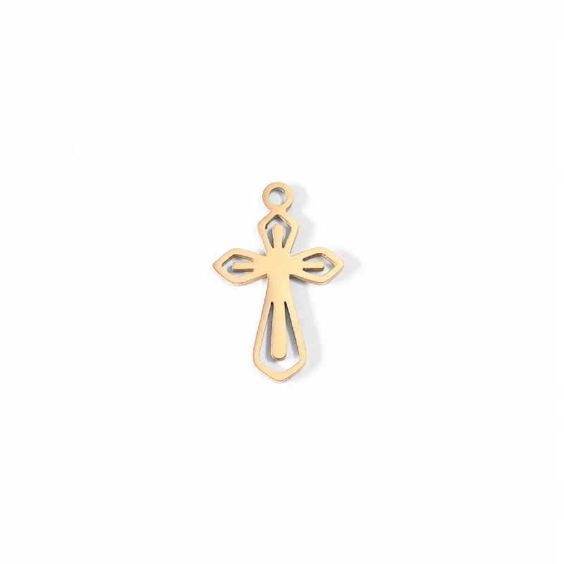 18K Gold PVD Stainless Steel Pointed Cross Charm / PDL0047