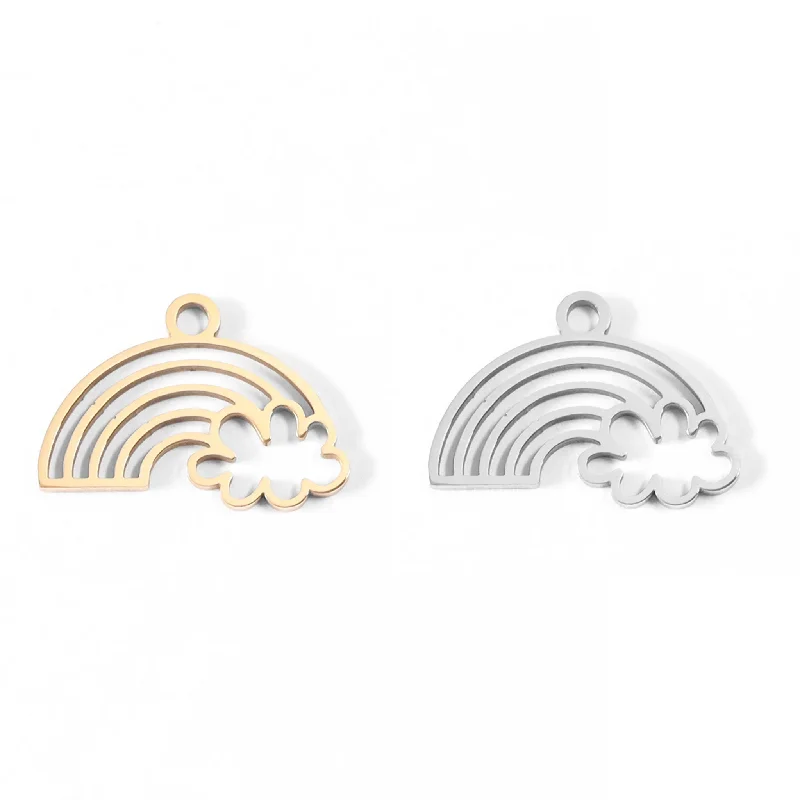 18K Gold PVD Stainless Steel Rainbow And Cloud Charm / PDL0032