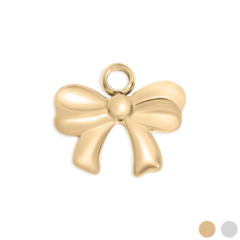 18K Gold PVD Stainless Steel Ribbon Bow Charm / PDL0143