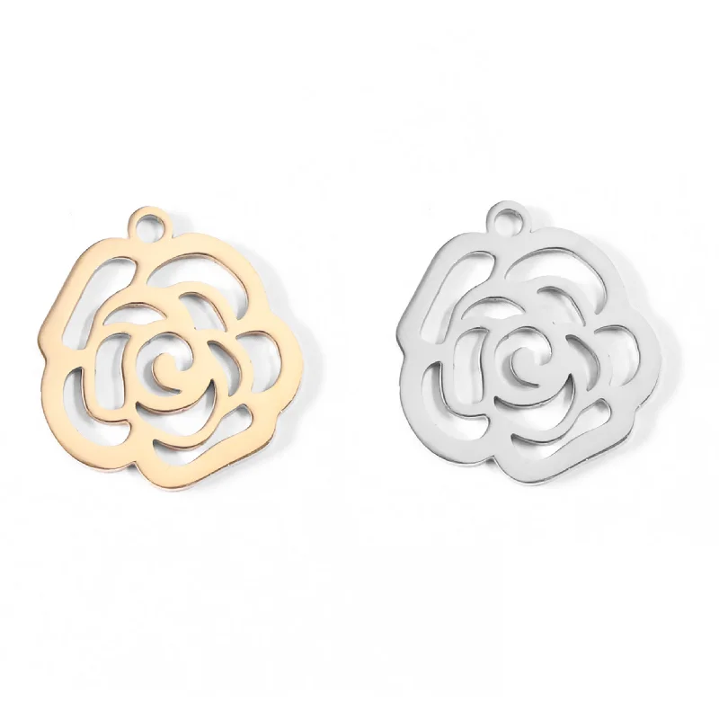 18K Gold PVD Stainless Steel Rose Charm / PDL0026