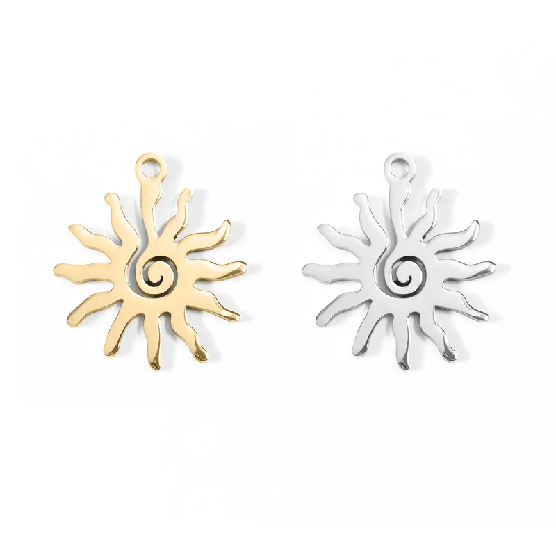 18K Gold PVD Stainless Steel Spiral Sun Charm / PDL0089