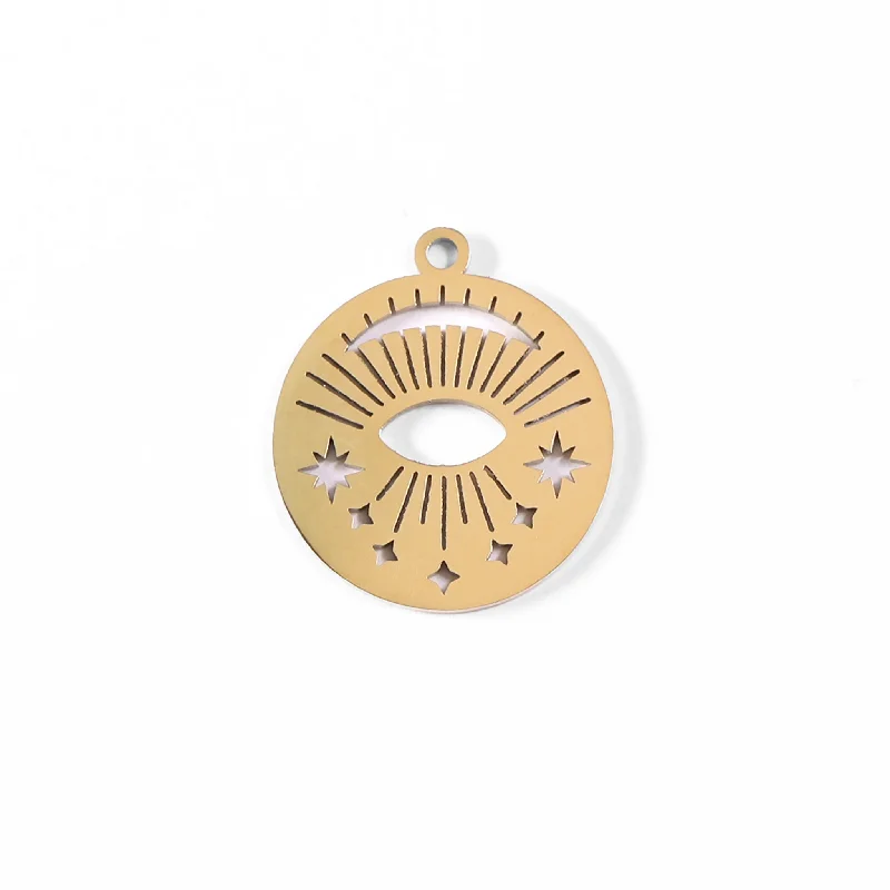 18K Gold PVD Stainless Steel Sun Ray Evil Eye Charm / PDL0038