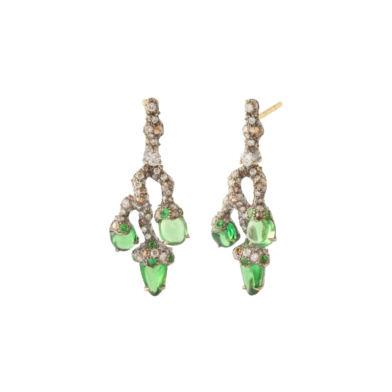 Branch Earrings - Tsavorite and Diamond