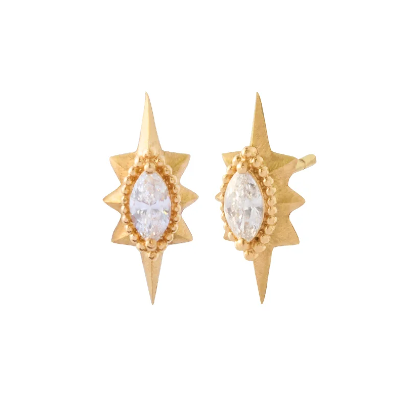 Sunburst Studs - Marquise Diamond