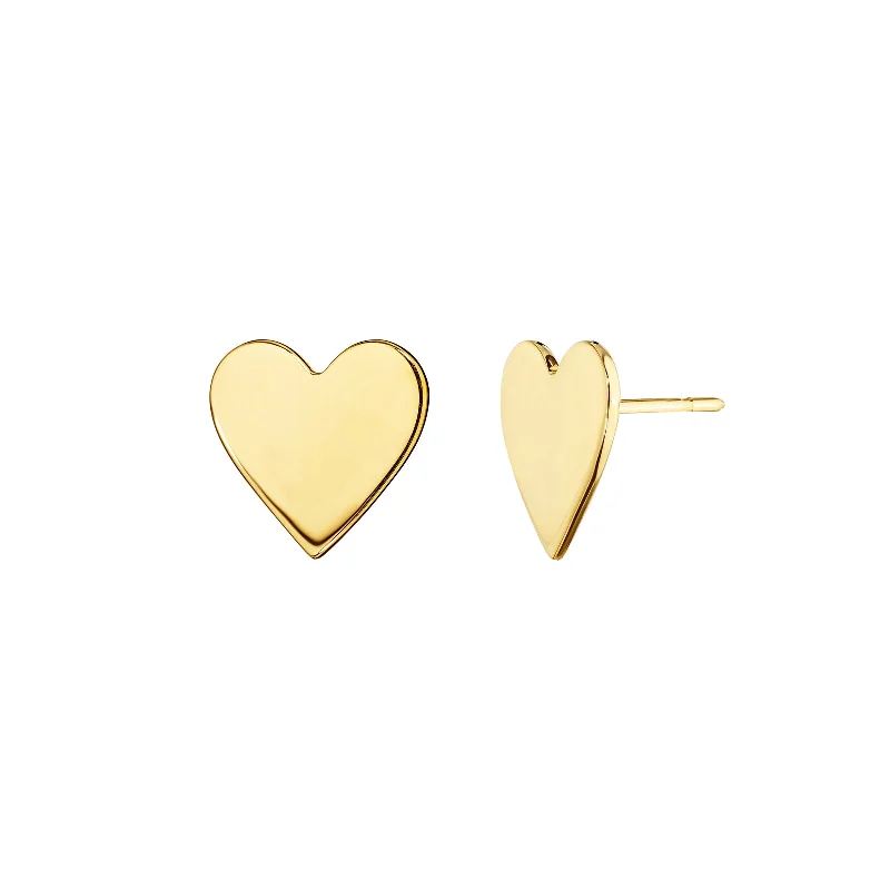 Wings of Love Medium Heart Studs - Yellow Gold