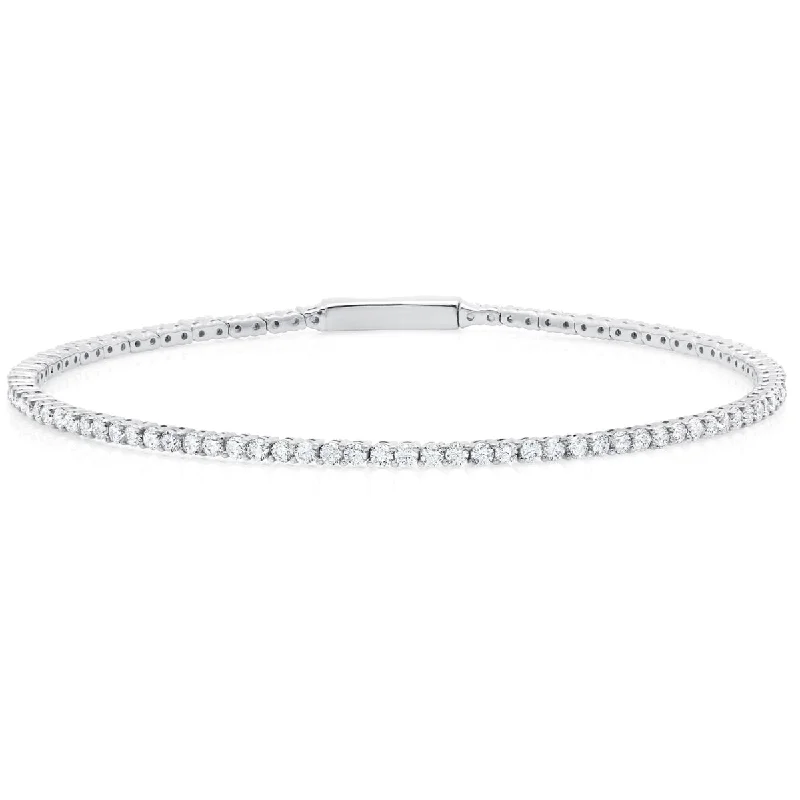 Crislu Platinum Plated Sterling Silver Cubic Zirconia 7-inch Flexible Bracelet