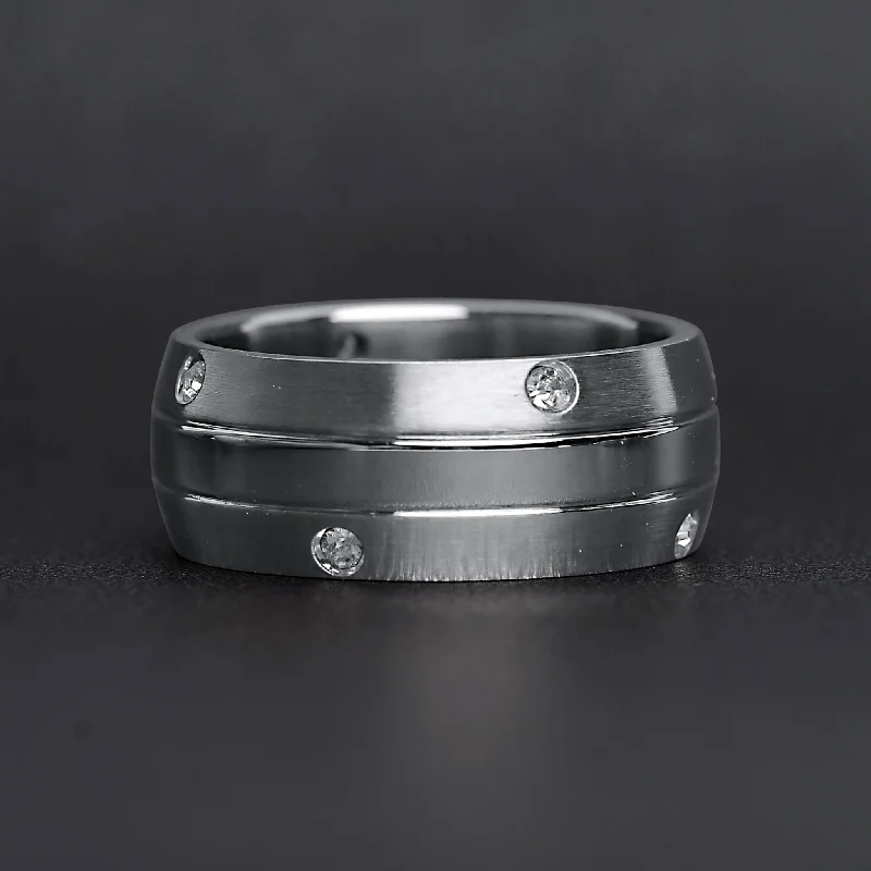 CZ Stones With Highly Polished Stainless Steel Ring / ZRJ2063