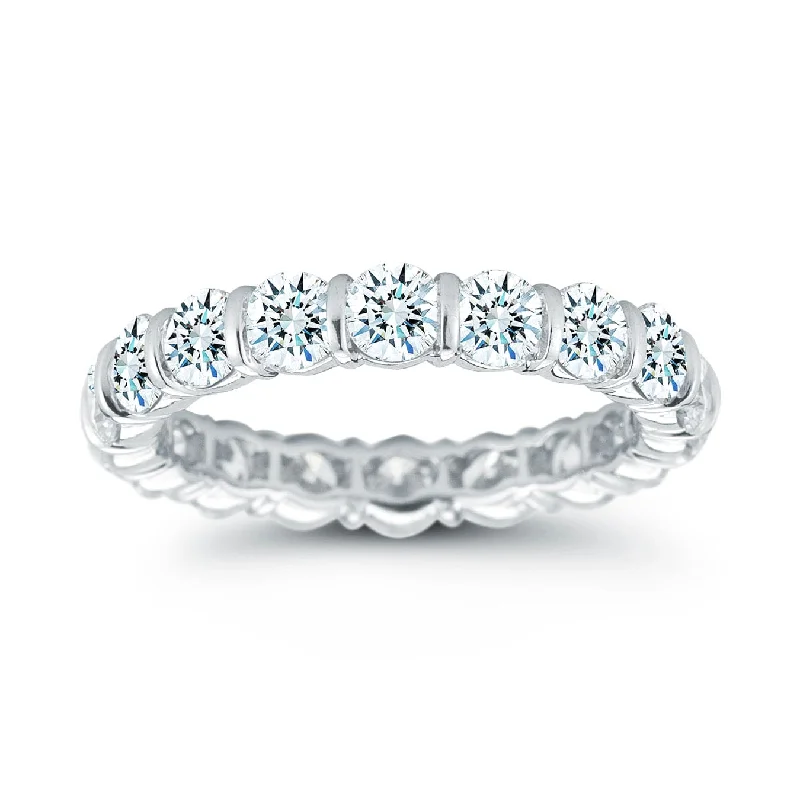 Platinum Bar Set Diamond Eternity Band