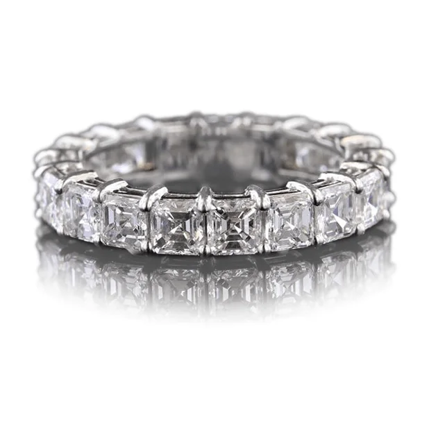 Platinum Shared Prong Asscher Cut Diamond Eternity Band