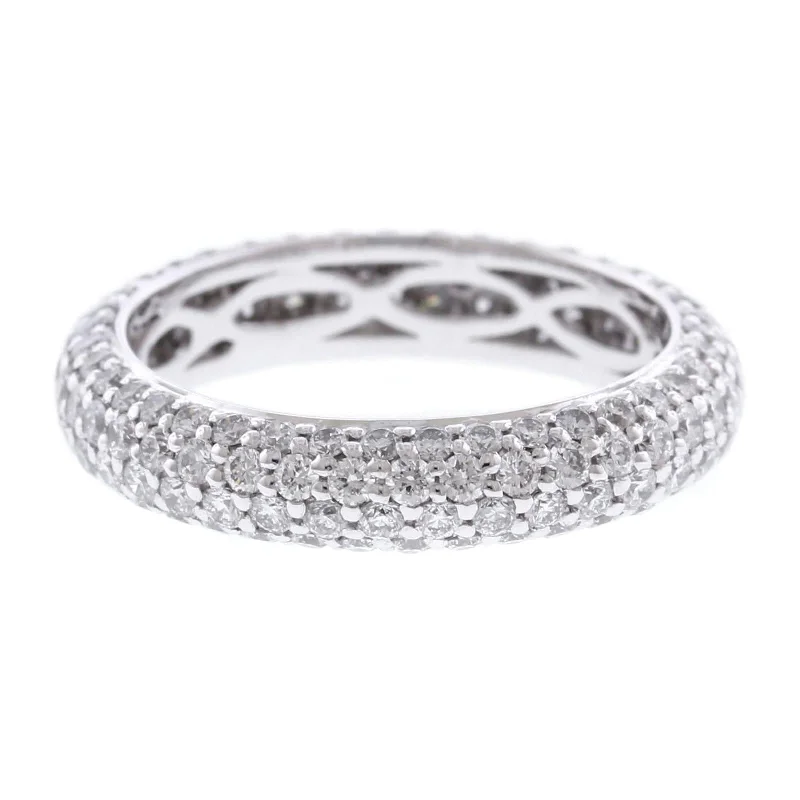 Platinum 4 Row Pave Diamond Eternity Band