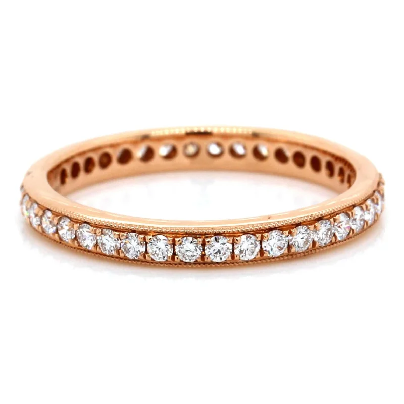 18K Rose Gold Milgrain Diamond Eternity Band