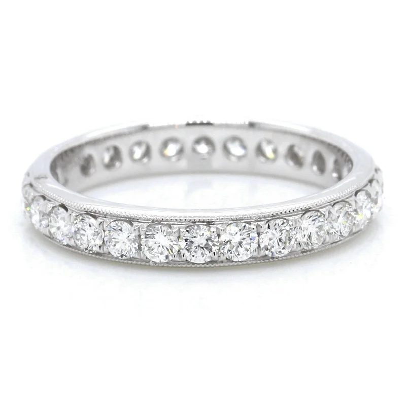 18K White Gold Diamond Milgrain Eternity Band