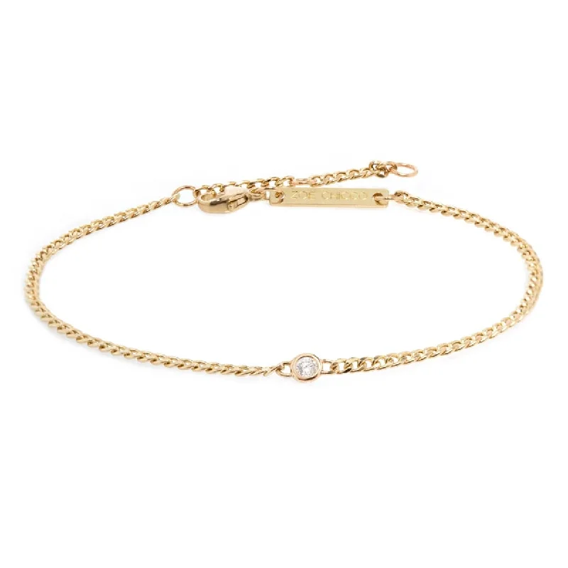 14K Yellow Gold Diamond Curb Link Bracelet