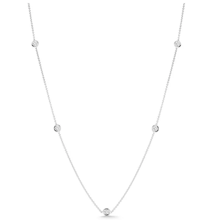 Roberto Coin 18K White Gold Bezel-Set Diamond Chain Necklace