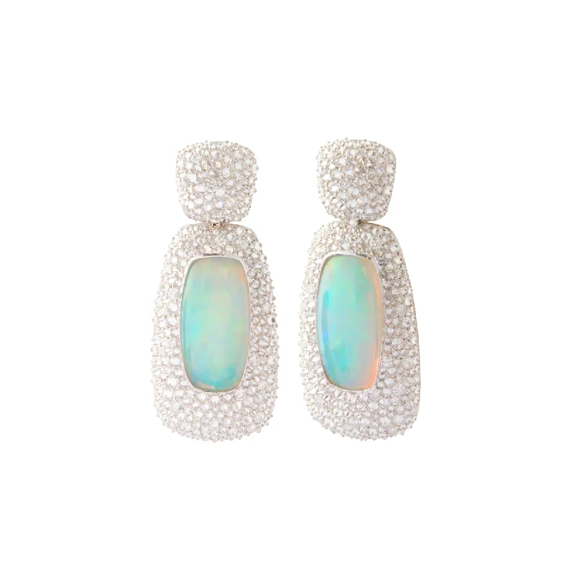 Diamond and Opal Earrings