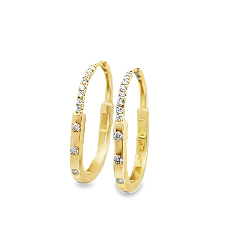 Yellow Gold Diamond Hoop Earrings