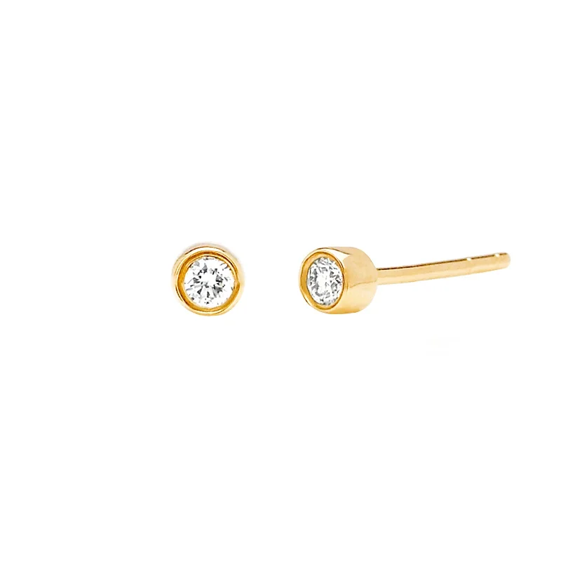 Diamond Bezel Studs - Yellow Gold