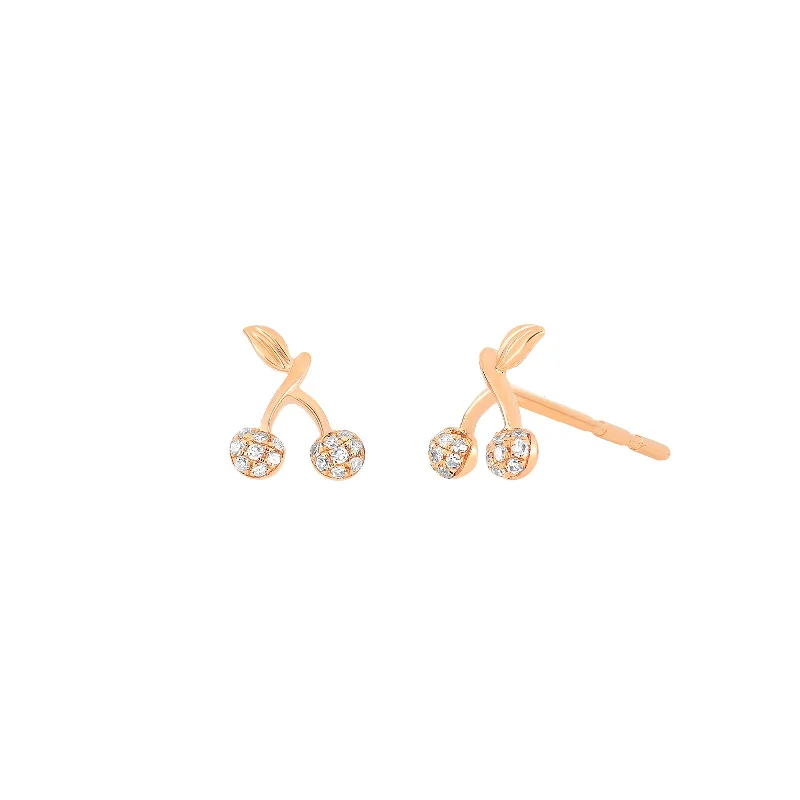 Mini Cherry Stud Earrings - Rose Gold