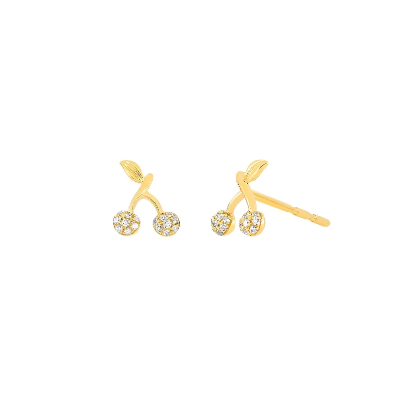 Mini Cherry Stud Earrings - Yellow Gold