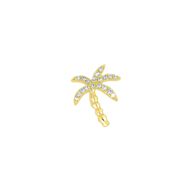 Wild Palm Diamond Stud - Yellow Gold