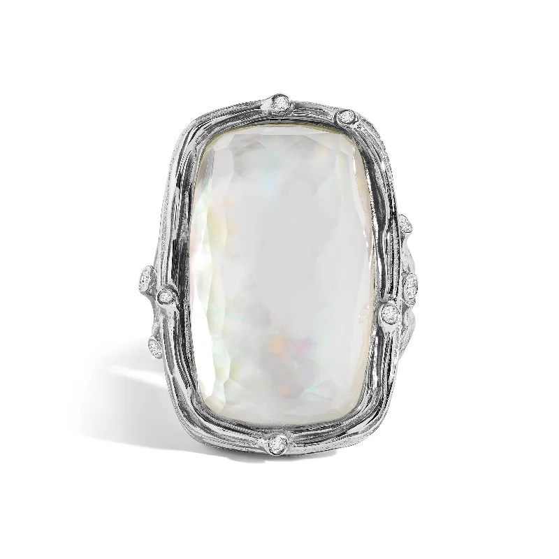 Enchanted Forest Ring with Mother of Pearl Doublet & Diamonds