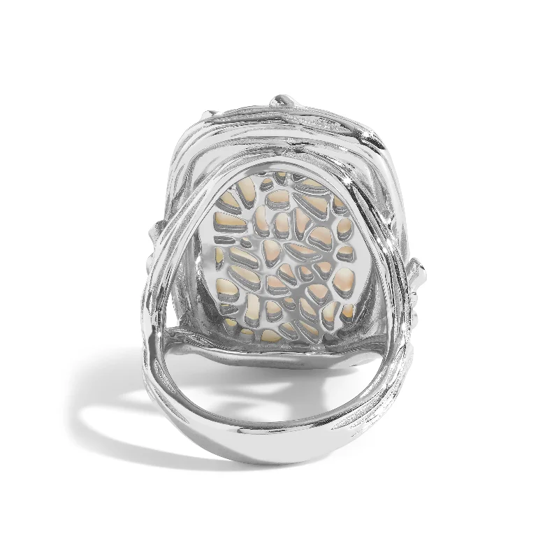 Enchanted Forest Ring with Mother of Pearl Doublet & Diamonds