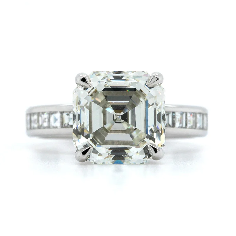 Platinum Asscher Cut Diamond Engagement Ring