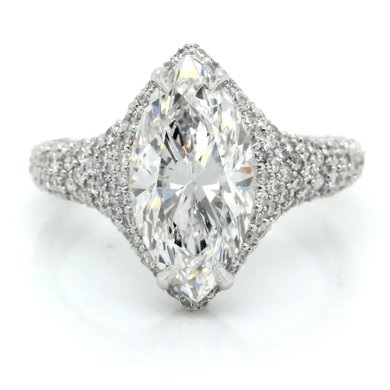 Platinum Marquise with Pave Diamond Engagement Ring