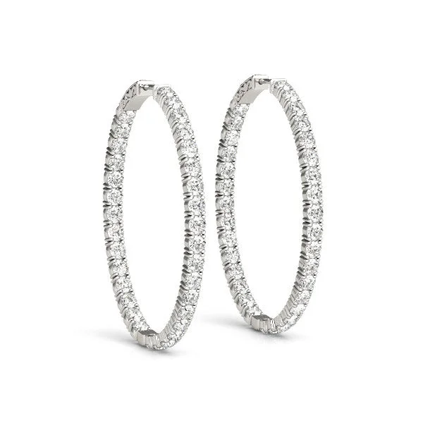 Forevermark White Gold Inside Outside Diamond Hoop Earrings