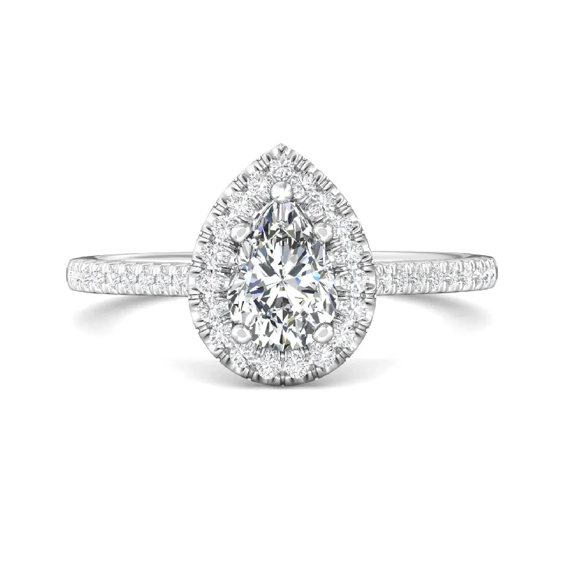 Platinum Pear Shape Diamond Halo Engagement Ring