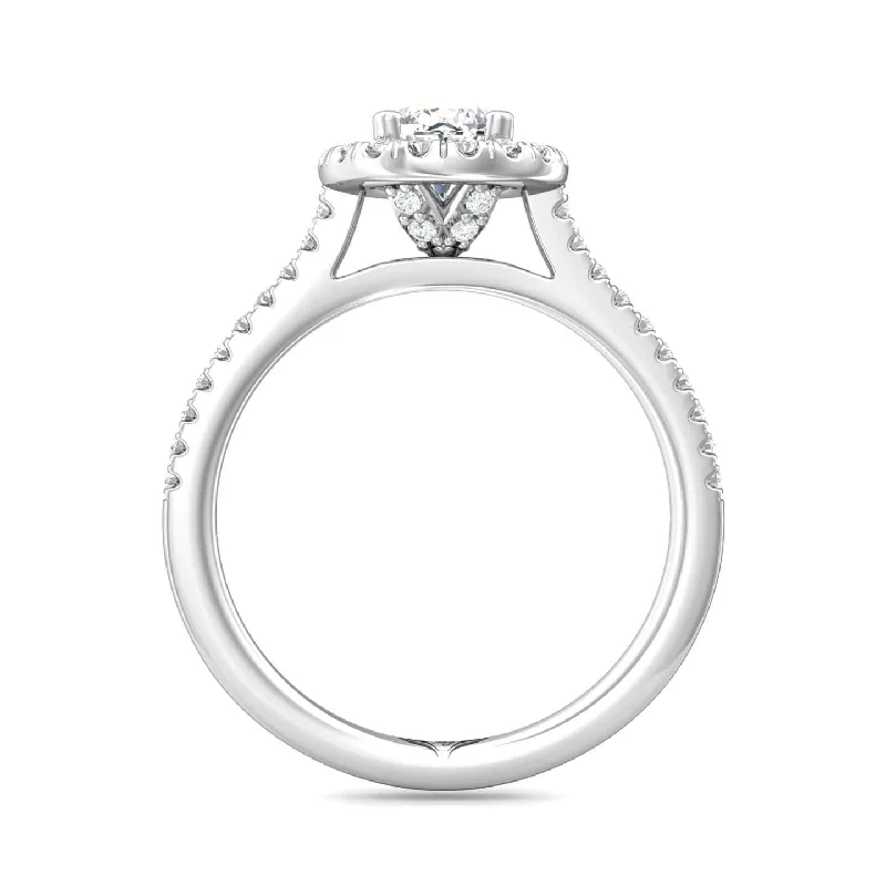 Platinum Pear Shape Diamond Halo Engagement Ring