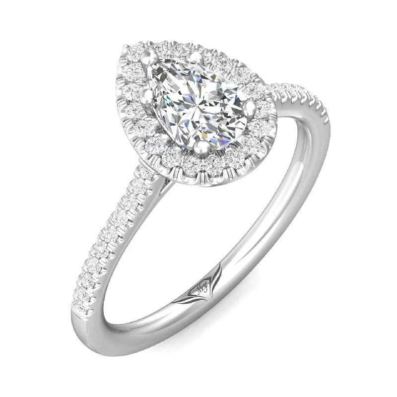 Platinum Pear Shape Diamond Halo Engagement Ring