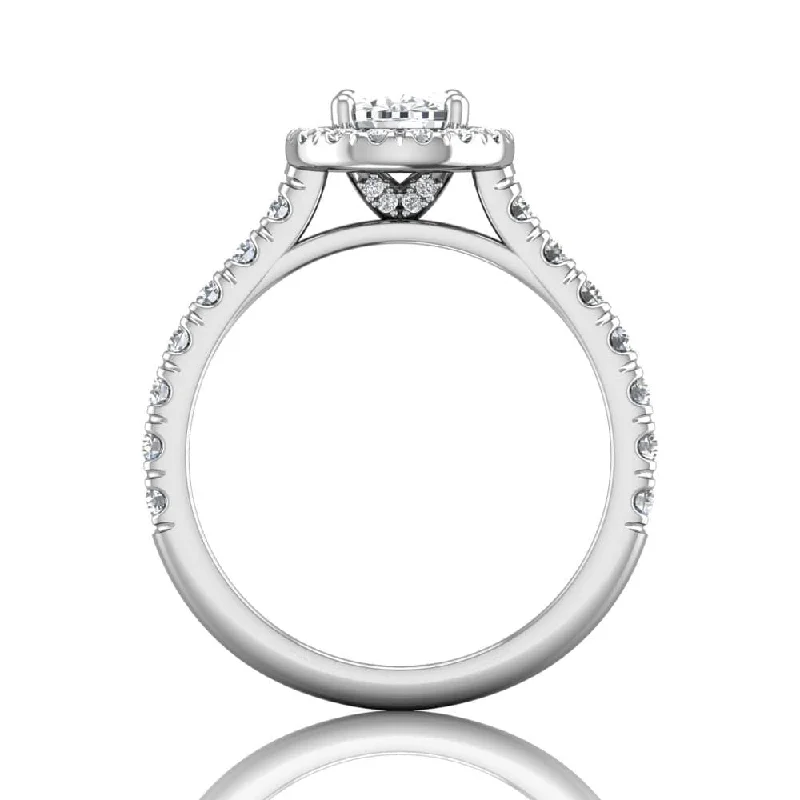 18K White Gold Pear Shaped Diamond Halo Engagement Ring