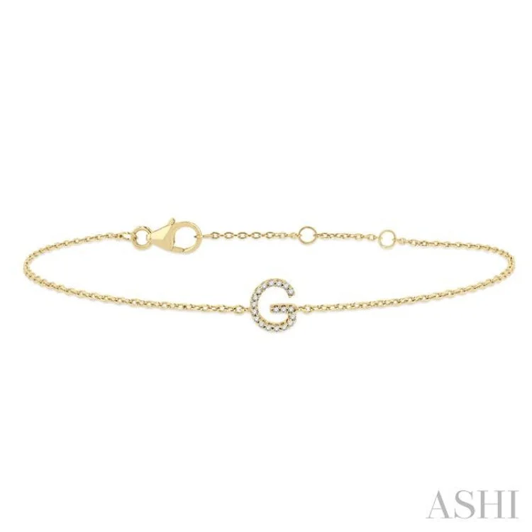 1/20 ctw Initial 'G' Round Cut Diamond Bracelet in 10K Yellow Gold