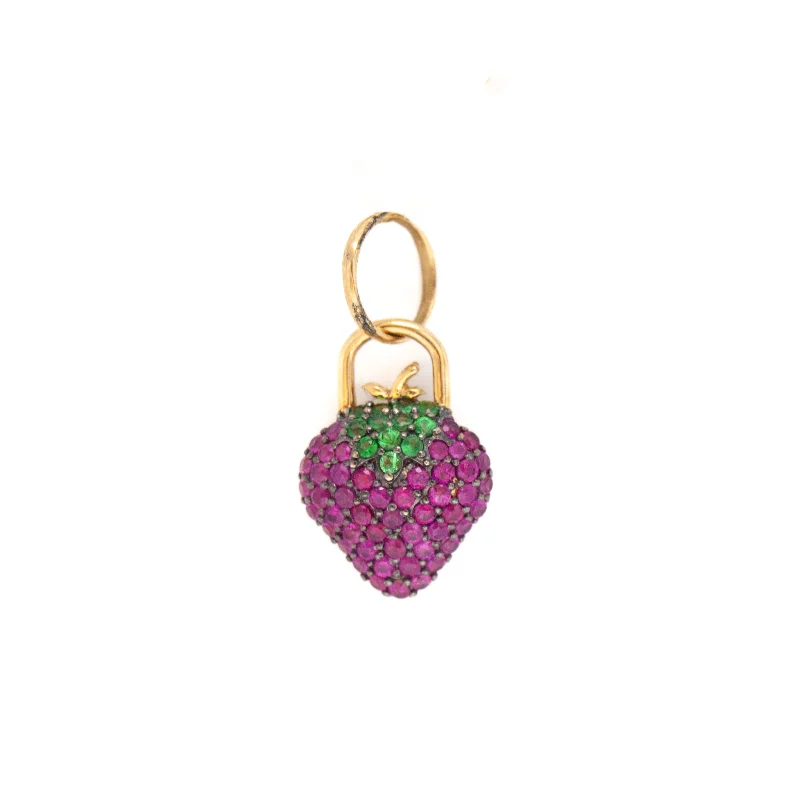 Gemstone Pavé Strawberry Charm